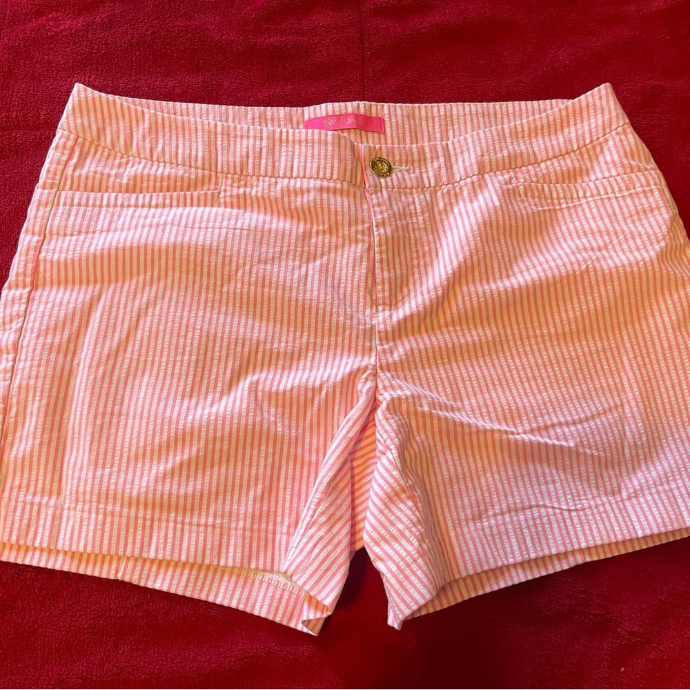 Lilly Pulitzer Pink and White Striped High-Waist Shorts